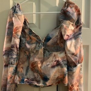 Light Blue Renaissance Woven Puff Sleeve